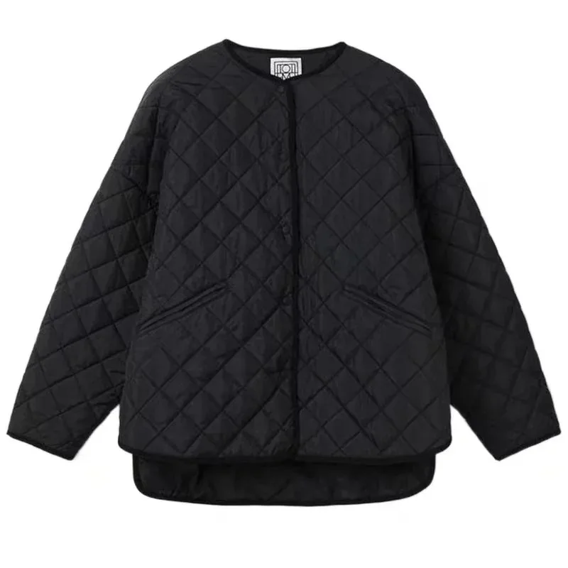 

New Version Jacket Autumn/Winter Women Coat Cardigan Dublin O-Neck Argyle Oversize Cotton Quilted Threaded Cuffs