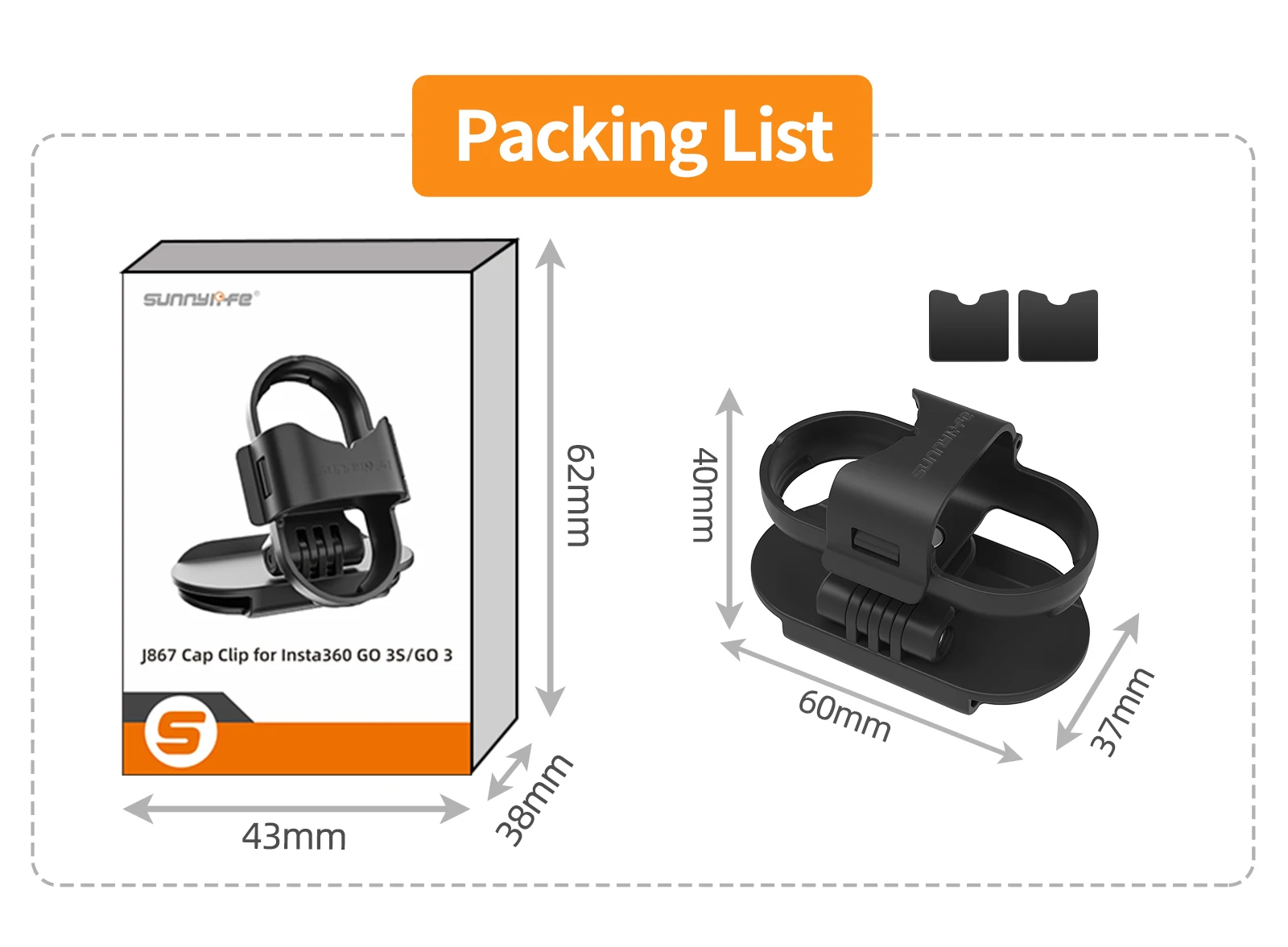 Pour Insta360 GO 3S / GO 3 Sunnylife Adaptateur De Montage Vertical Horizontal Pliable Supports De C