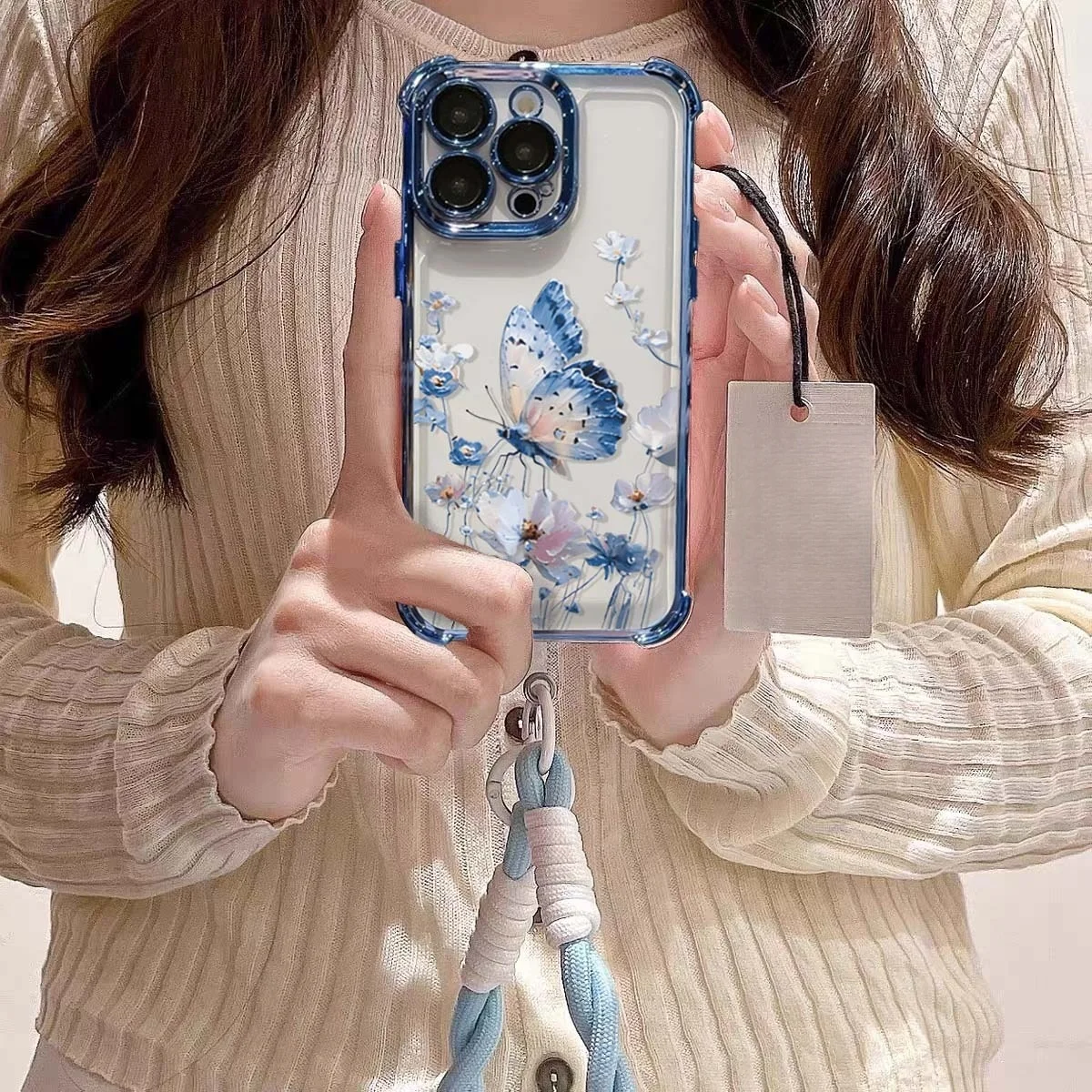 Butterfly Design Phone Case with Strap Cover
