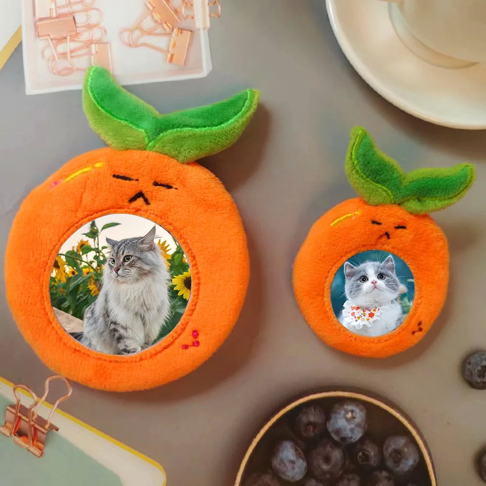 Photocard Holder 1/3 Inch Cartoon Orange Shape Plush Photo Bus Card Protective Cover