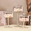 European Glass Cake and Candy Can Transparent Bulk Cans with High Tray Creative Dustproof Dessert Storage for Weddings and Home 1