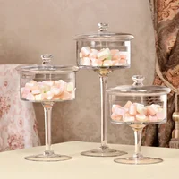 European Glass Cake and Candy Can Transparent Bulk Cans with High Tray Creative Dustproof Dessert Storage for Weddings and Home 1