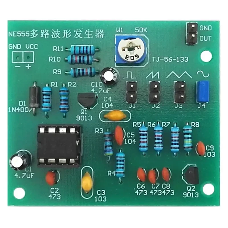 DC 6-12V NE555 Pulse Generator Module DIY Kit Sine/Triangle/Square Wave Generator multi-channel Waveform Signal Generator 6
