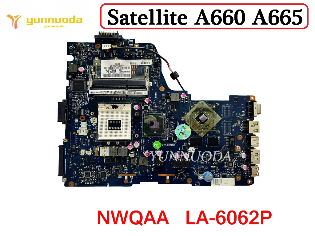 Original para Toshiba Satellite A660 A665 Computador Portátil Placa-mãe Nwqaa La6062p K000104420 K000106370 K000106380 100 Testado Livre