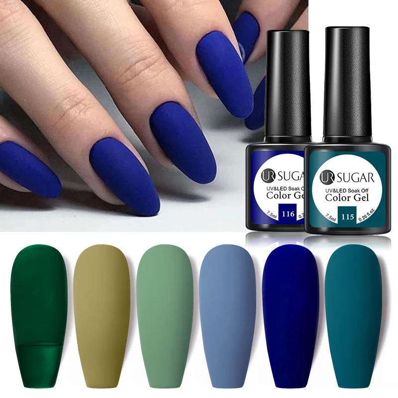 UR SUGAR 7.5ml Matte Blue Purple Dark Color Gel Nail Polish Hybrid For Base Gel Top Coat Soak Off UV LED Nail Art Manicure 3