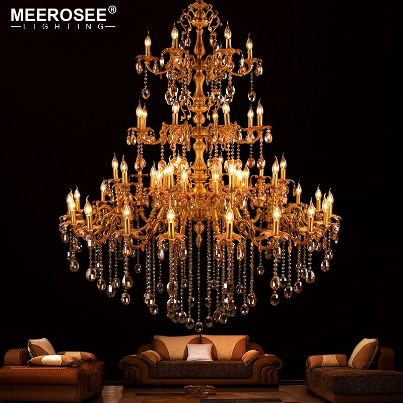 

Meerosee Luxury Gold Chandelier Lighting Large Pendant Suspension Lamp Indoor Lighting for Living Room Hotel Resteruant Villa