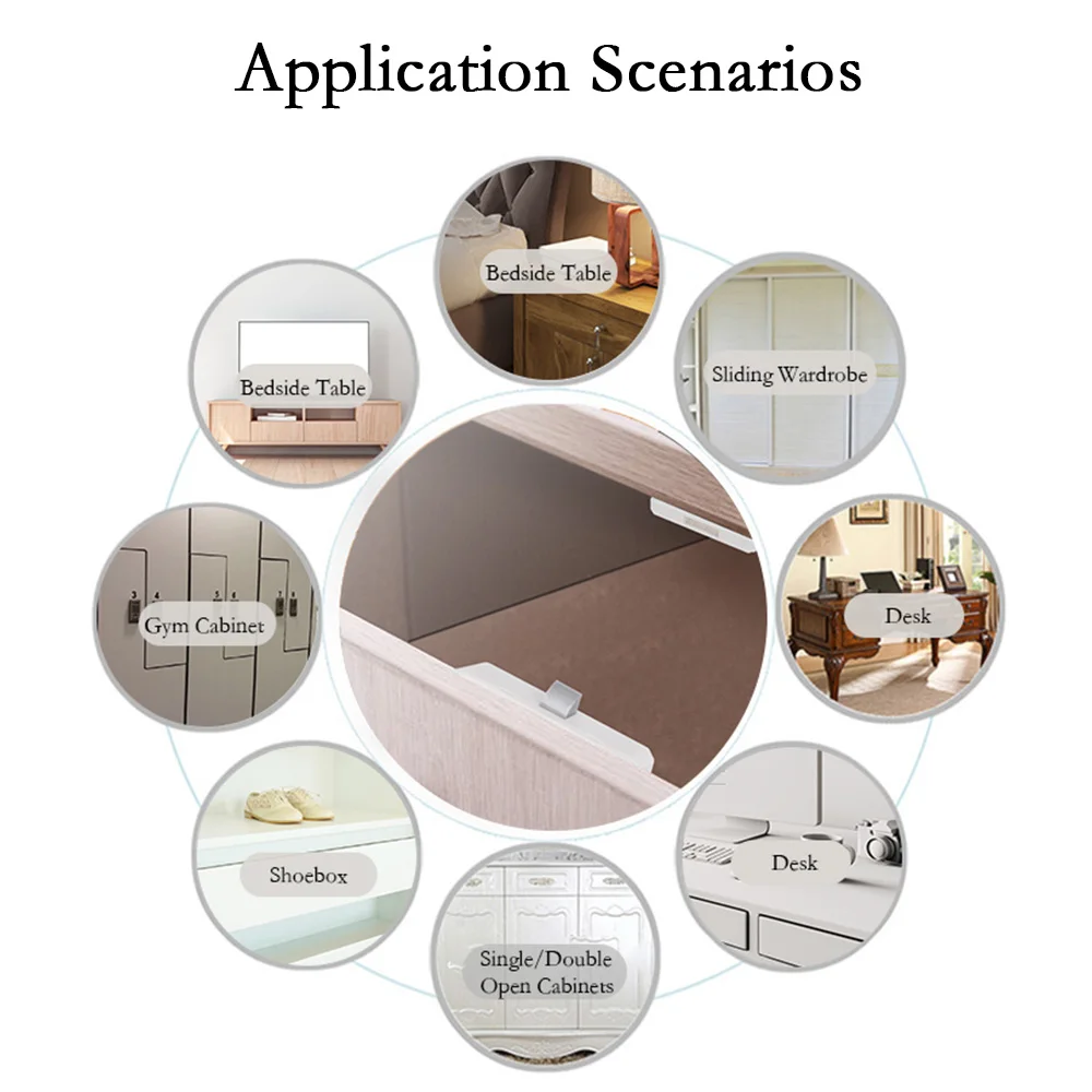 Tuya APP/EM Card Unlock Smart Drawer Lock No Hole File Cabinet Furniture Electronic Keyless Invisible NFC Sensor Locks Switch