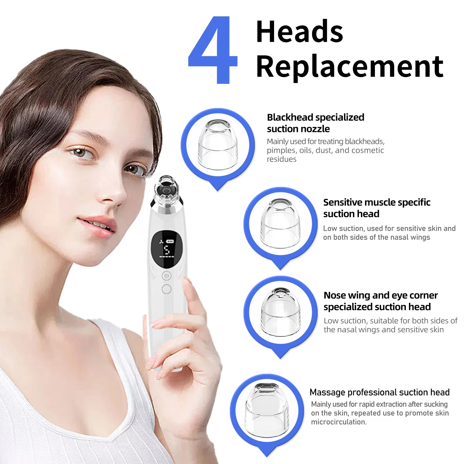 Facial Beauty Instrument Blackhead Remover Blackhead Instrument Skin Care Device Blackhead Remover Pore Vacuum with Camera Upgraded Black Head Remover for Face 5 Modes 3 Probes Pimple Popper Tool Kit