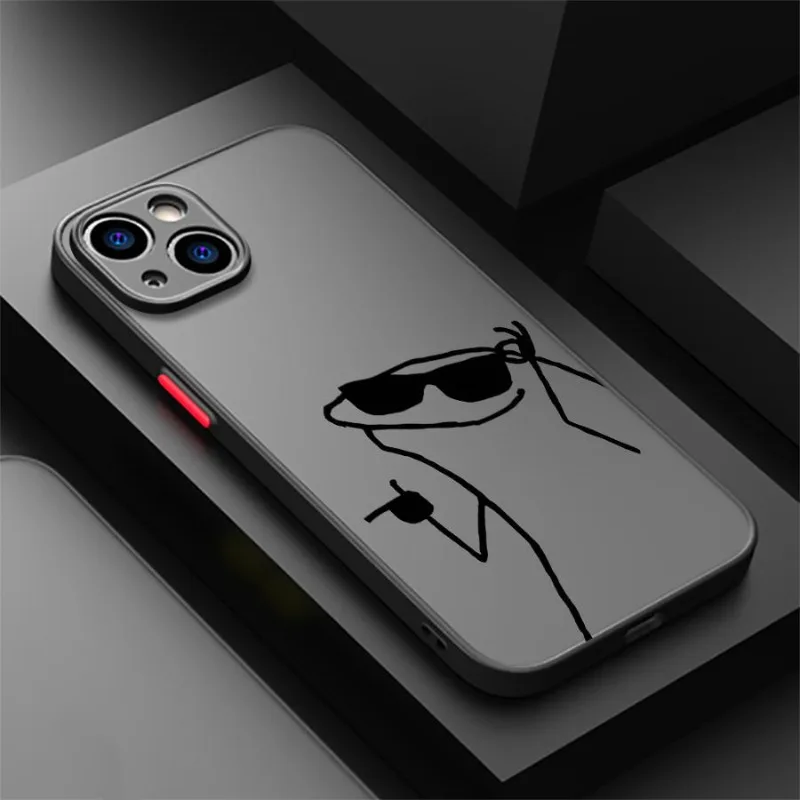 Playful Cartoon Matchman Shockproof Matte Transparent Phone Case