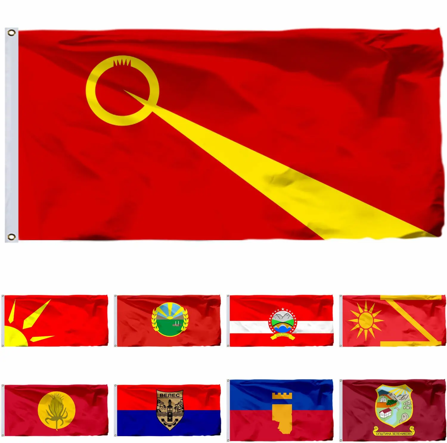 

North Macedonia Valandovo Municipality Flag Vasilevo and Vevchani 3X5FT Veles of Vinica 90x150cm Novo Selo Banner Ilinden