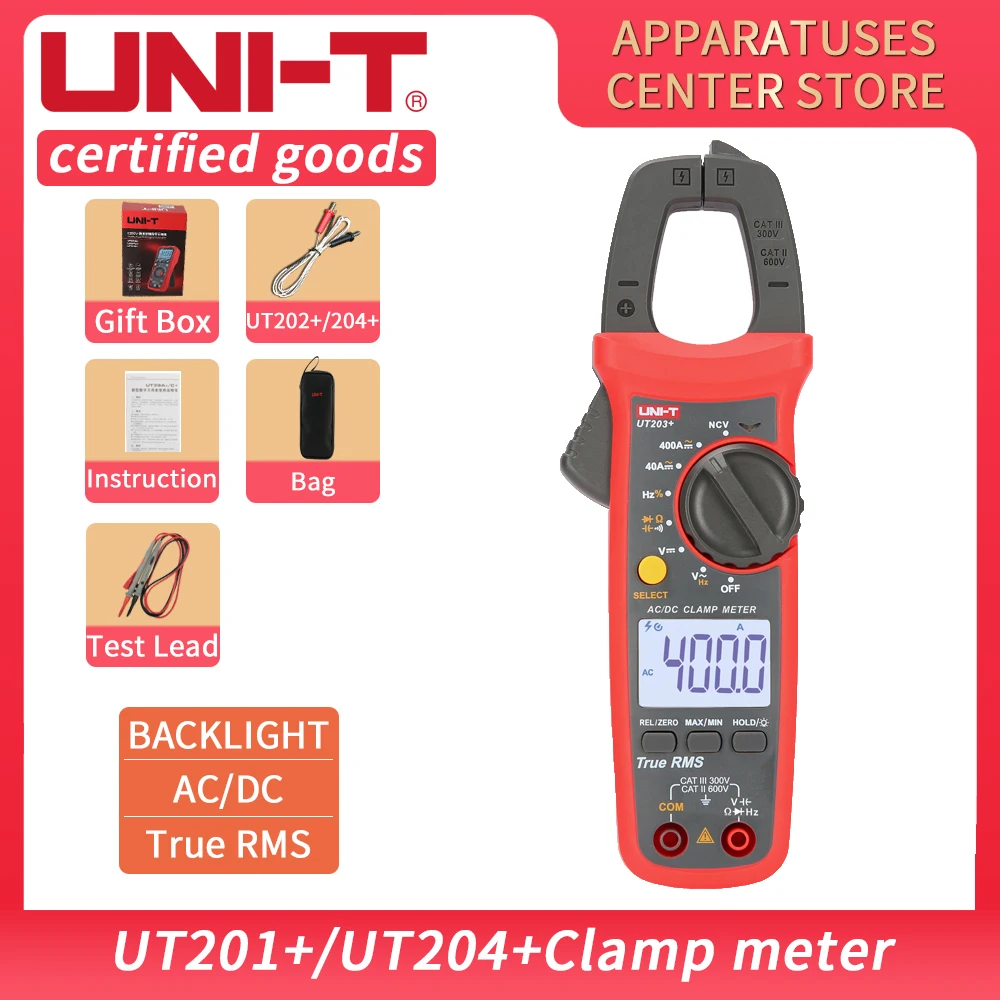 UNI-T Профессиональный цифровой мультиметр-зажим UT201 + UT202 UT203 UT204 тестер