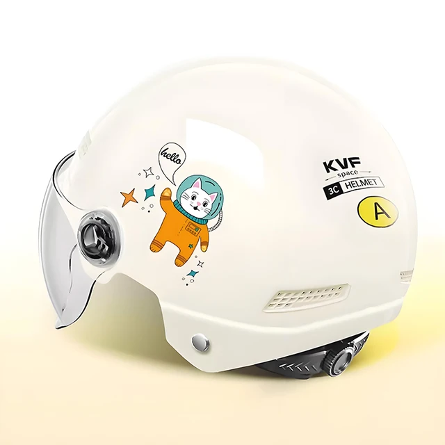 2025 electric bicycle helmet motorcycle helmet unisex summer half helmet riding helmet rabbit pattern men women 3