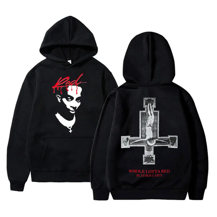 

Rapper Playboi Carti Whole Lotta Red Hoodie Men Women Hip Hop Vintage Oversized Sweatshirt Streetwear Male Casual Gothic Hoodies