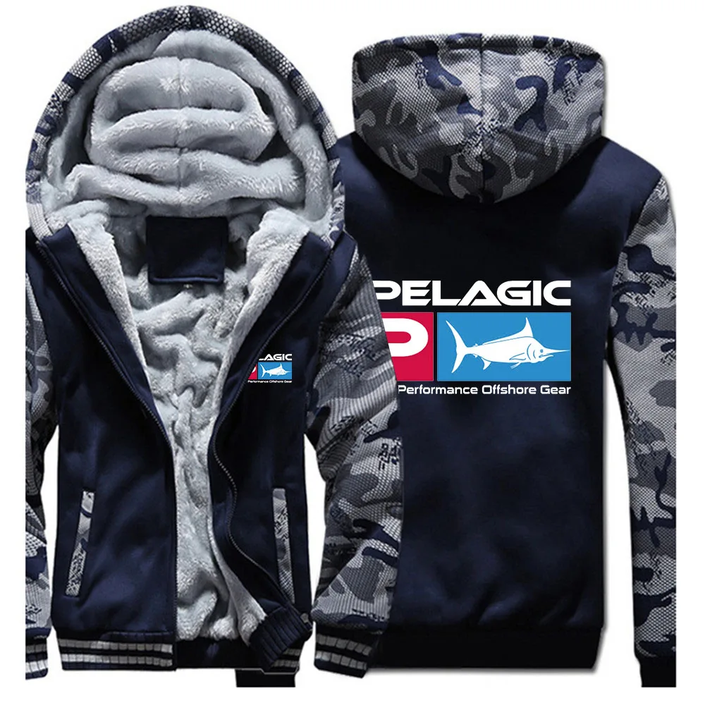 Pelagic Fishing 2022 Men's New Winter Casual Hoodies Sweatshirts Warm Thick Fleece Zipper Casual Jacket Sportwear Outwear Tops blue hoodie Hoodies & Sweatshirts