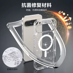 Antibacterial Glitter Sparkling Magnetic Protective Case for Pixel 9 or 9Pro (A with Magnetic)