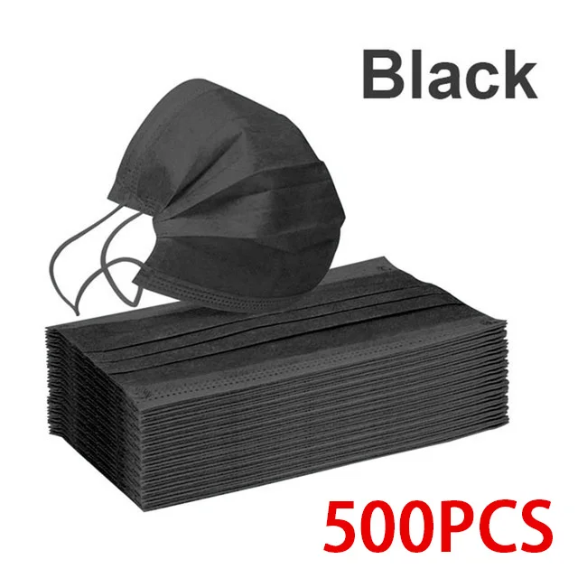 Breathable Black Adult Surgical Face Mask - Disposable Medical Filter Mask