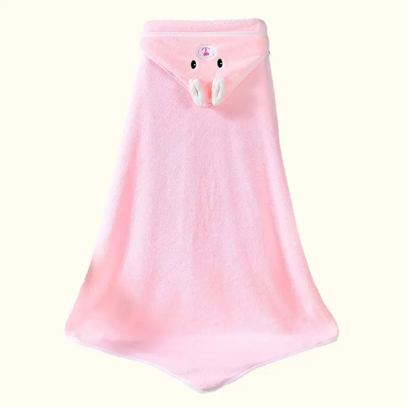 Children Hooded Bath Towel Coral Velvet Fleece Blanket Cartoon Animal Style Newborn Bathrobe