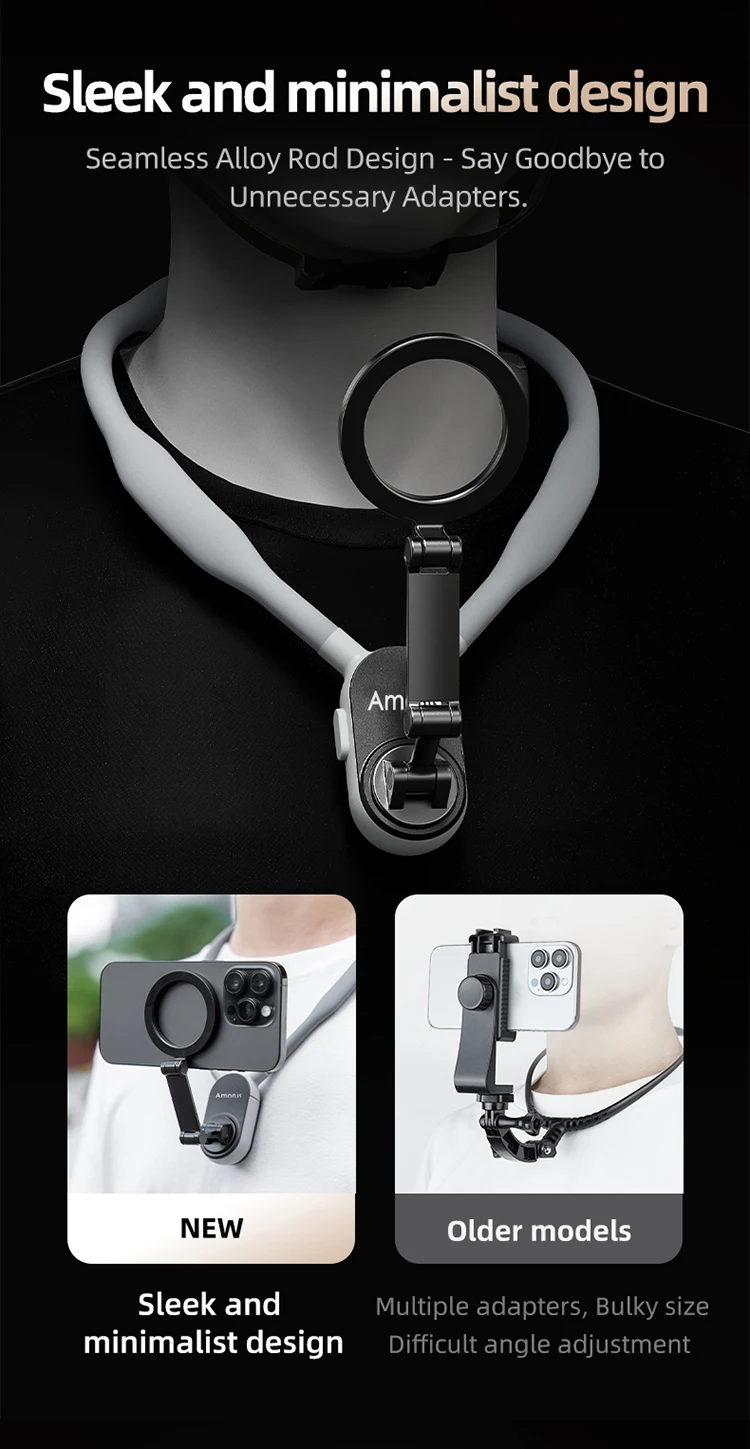 Phone Neck Mount Cell Phone Selfie Stick Smartphone Selfie Stick Selfie Stick Silicone Magnetic Neck Mount Quick Release Hold For IPhone 15 14 13 12 SAMSUNG HUAWEI XIAOMI Vlog Selfie