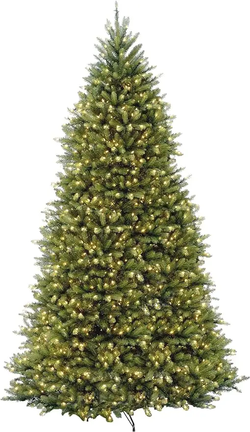 

National Tree Company Pre-Lit Artificial Full Christmas Tree, Green, Dunhill Fir, White Lights, Includes Stand, 12 Feet