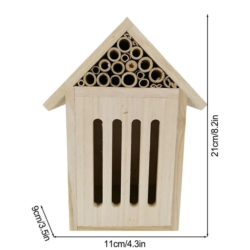 Wood Bee House Natural Wooden Mason Bee Box And Butterfly Hotel Sturdy And Stylish Garden Decoration Durable Hive