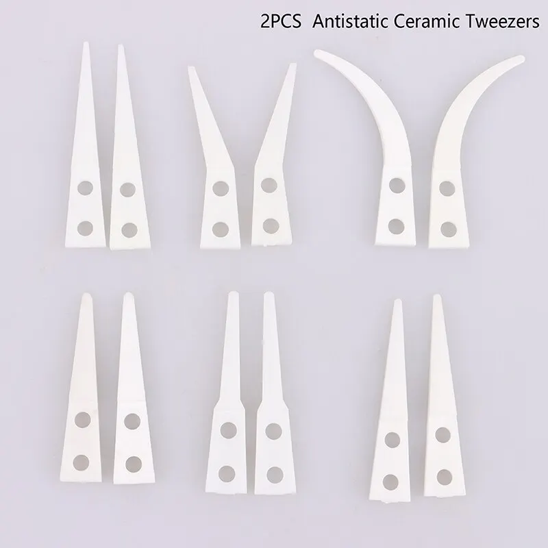 Insulated Straight Curved Tip Anti-static Ceramic Tweezers Electronic Industrial Ceramic Tweezers For Industry Tool 2Pcs For precision tweezers,tweezer tool,esd anti static tweezers,ceramic tweezers