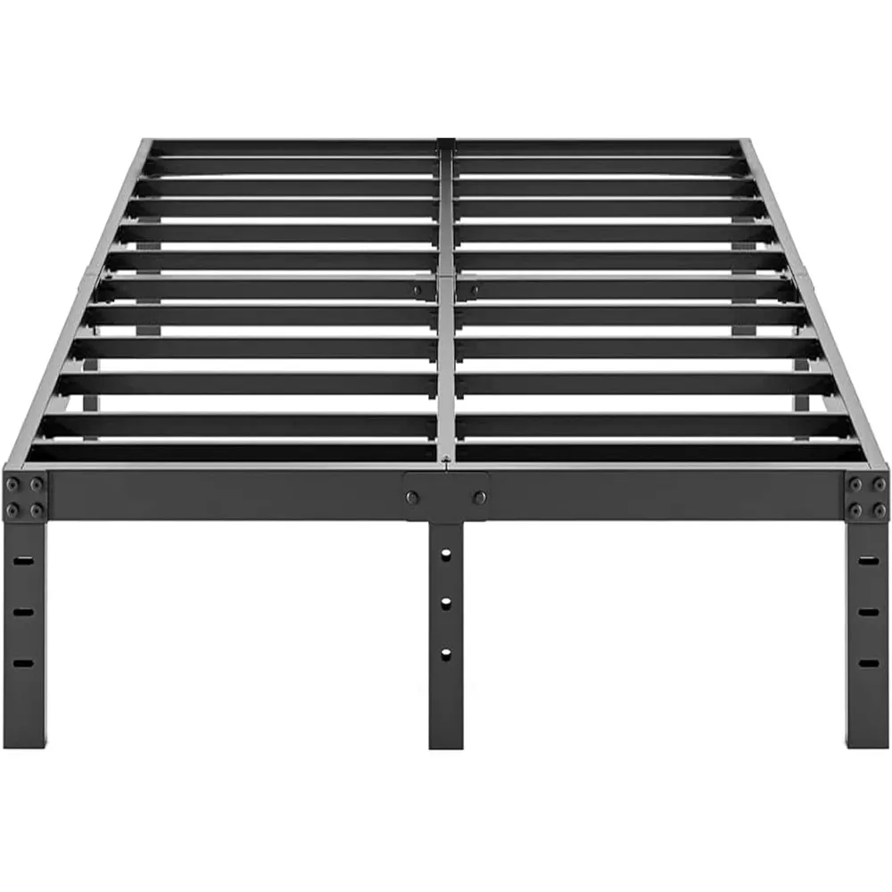 

Metal Bed Frame Tall Black Basic Steel Slats Platform, Easy Assembly Heavy Duty Noise Free Bedframe