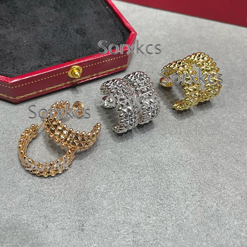 

2023 New 925 Sterling Silver Wide Rivet Earrings For Women Fashion Luxury Brand Advanced Design Jewelry Party Gifts Earring