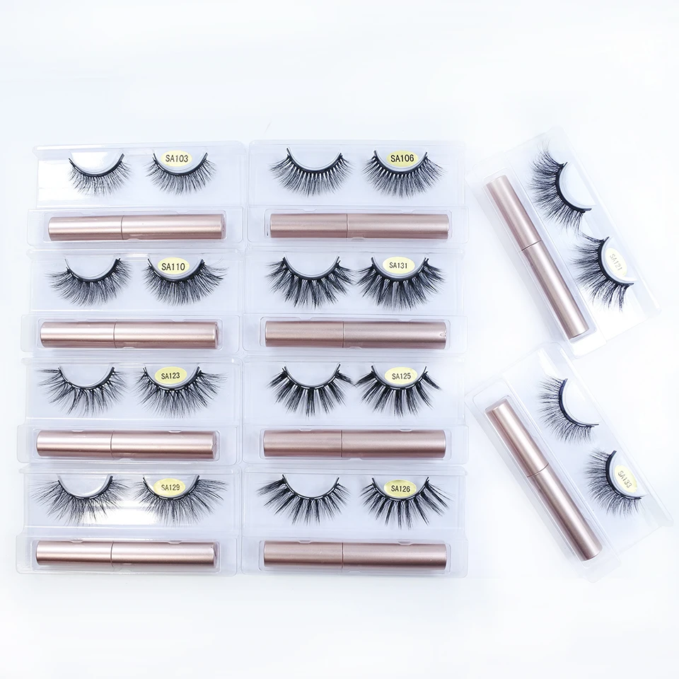 Fake Eyelashes Magnetic Eyelashes with Magnetic Lashes Glue 1 pair of Natural Soft Faux Mink Lashes Makeup