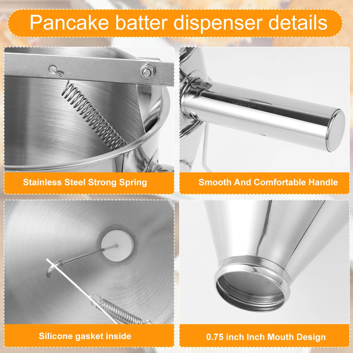 Pancake Batter Dispenser Funnel Cake Dispenser Stainless Steel Batter  Dispenser Multi-Caliber Baking Tool Cake Decorating Tool