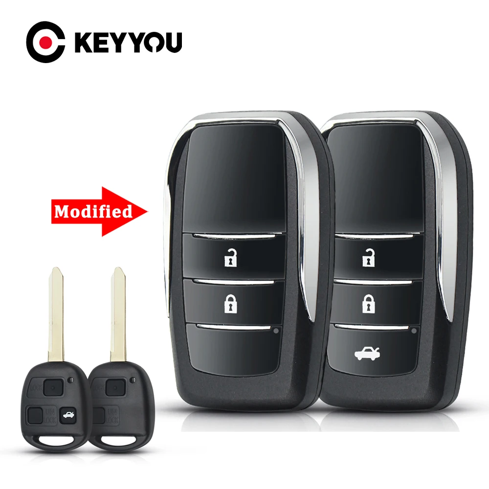 

KEYYOU Modified Updape Remote Car Key Shell Case For Toyota Yaris Carina Corolla Avensis Folding Flid Key 2/3 Button TOY47 Blade