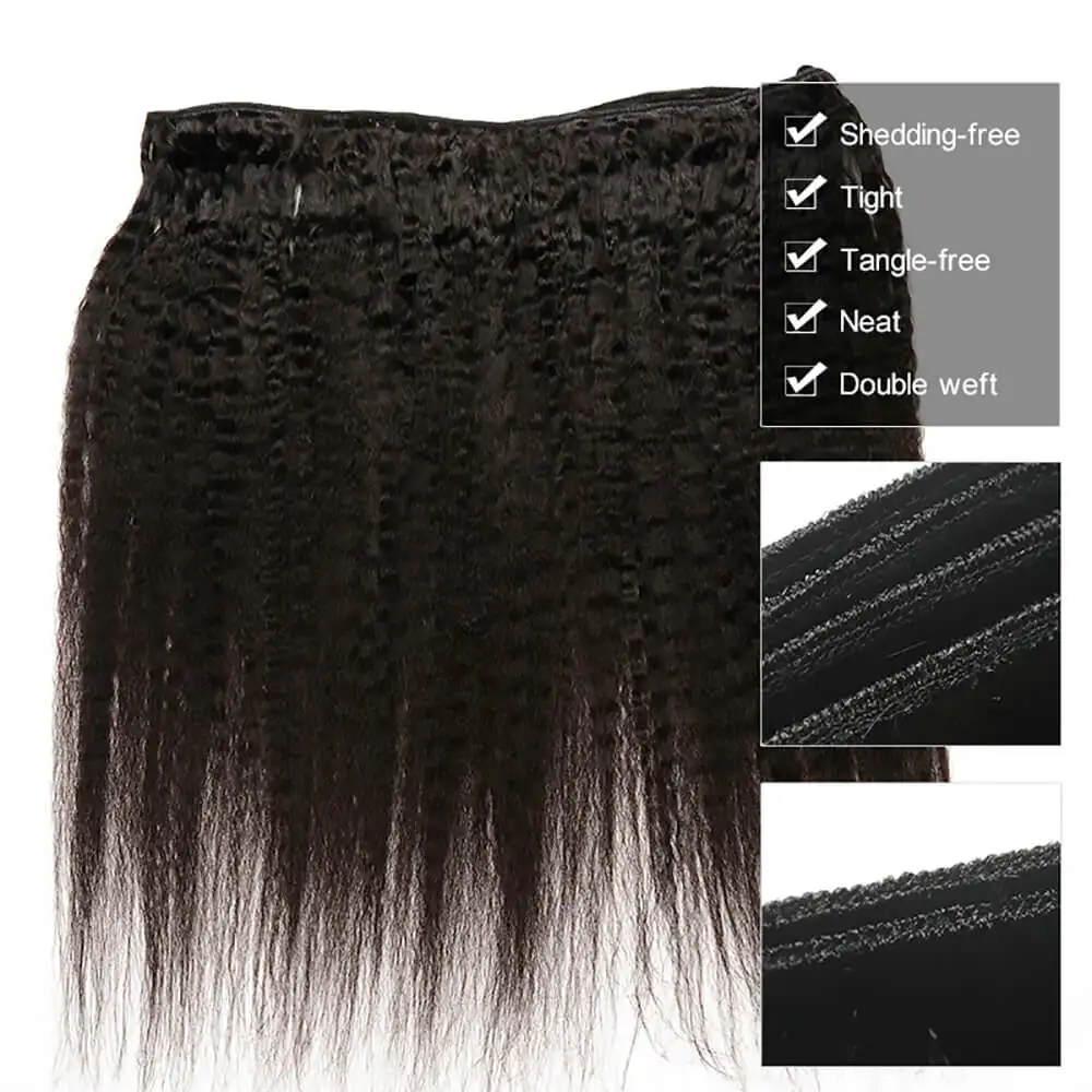 Malaysia Hair Kinky Straight Bundles For Women 100% Curly Hair Weave Extensions 1/3 Pieces Deal Yaki Straight Human Bundles