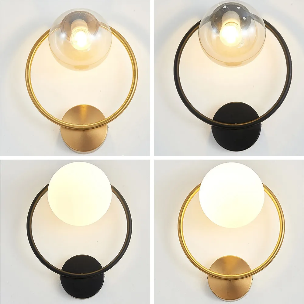 

Mid-Century Golden Wall Lamp Modern Glass Wall Sconces for Living Room Bedroom Bedside Stairs Restaurant Bathroom Corridor