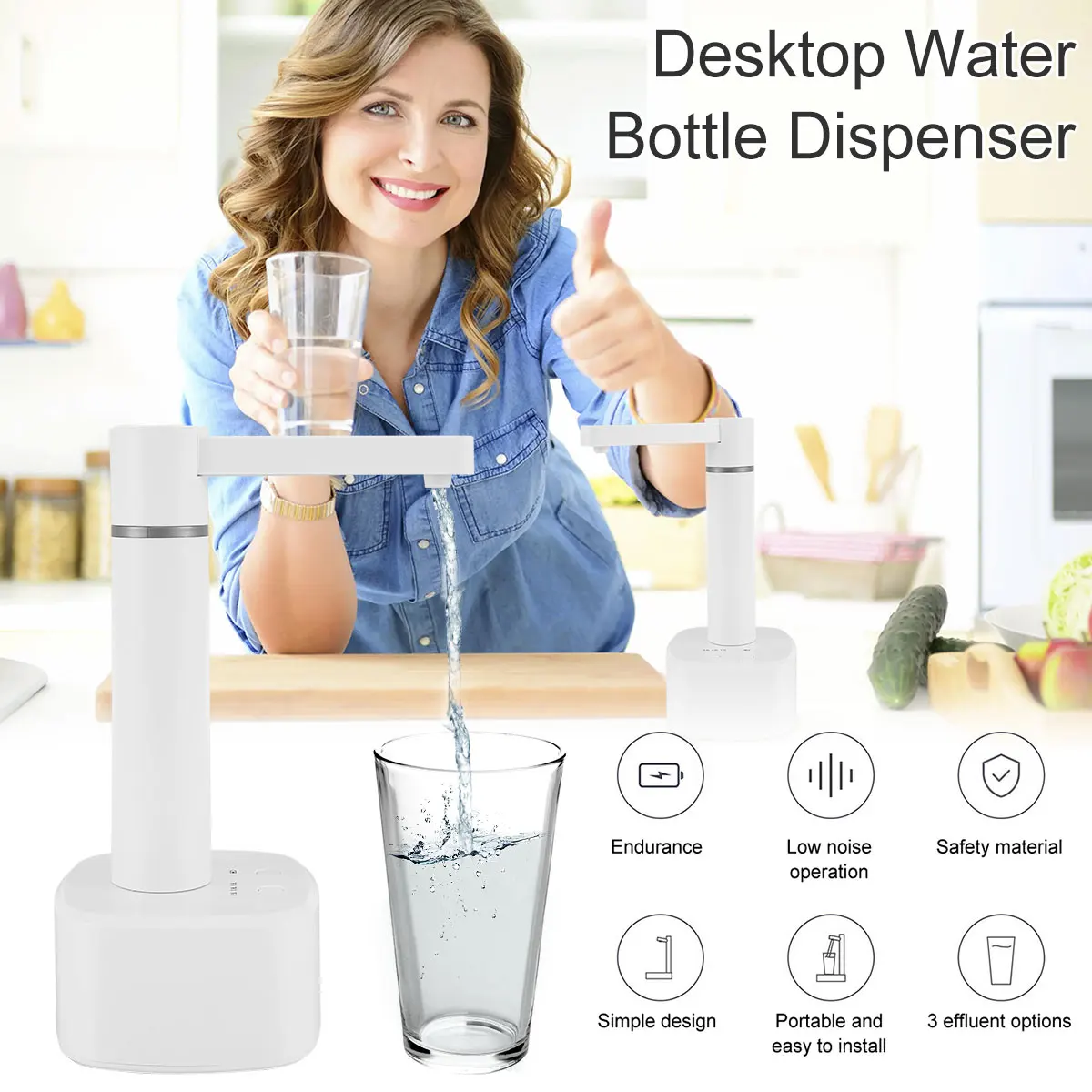

Desktop Water Dispenser Smart Automatic Water Bottle Pump with 3 Quantitative Modes USB Rechargeable Portable Drinking Water