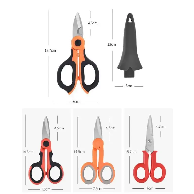  Professional High-Carbon Steel Electrician Scissors - Non-Slip Industrial Wire & Cable Stripping Tool for Electrical Work 