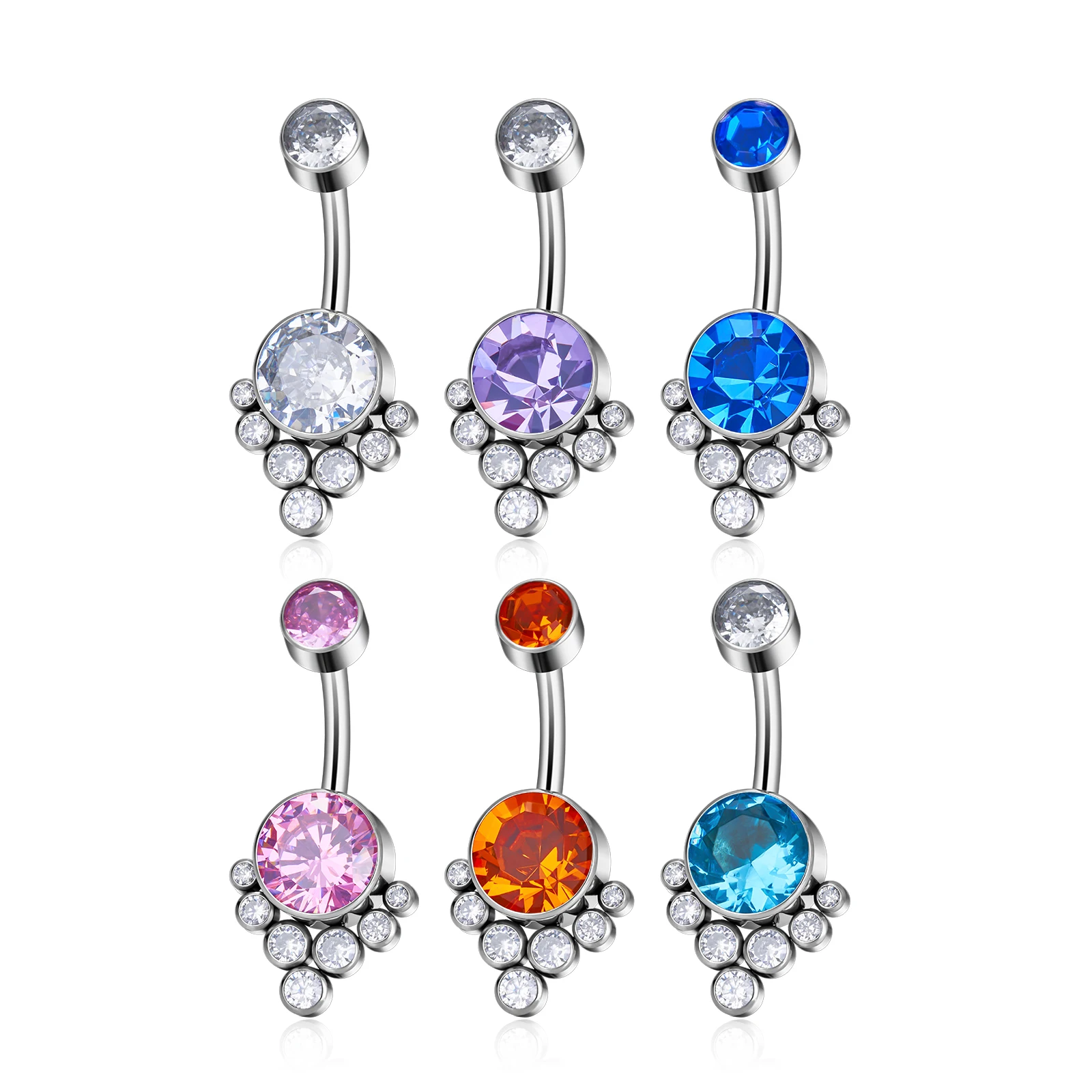 G23 Titanium ASTMF136 Belly Button Ring Piercing Jewelry Navel Ring For Women Double Bezel Setting Delicate Zircon piercing jewelry body piercing jewelry body jewelry belly button earrings belly button piercings