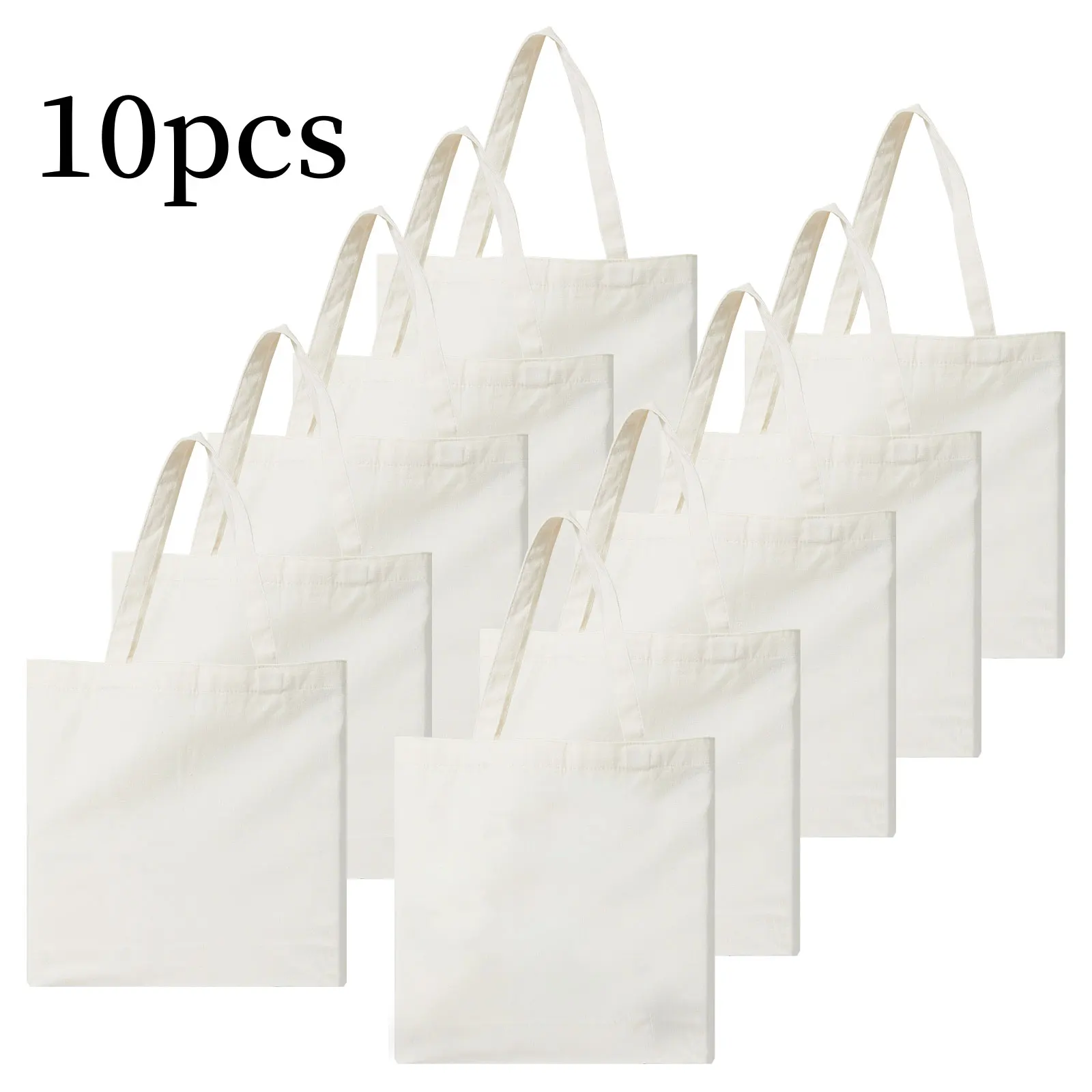DIY Blank Large Capacity Eco-Friendly Cotton Reusable Canvas Tote Bags 1PC / 10PCS Women's Handbag