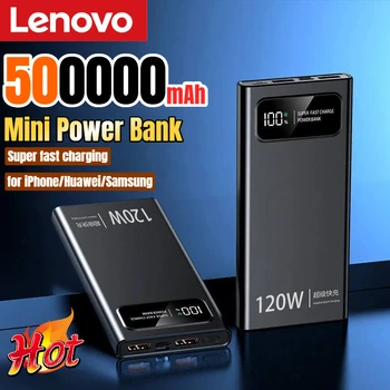 Power Bank Lenovo 500000mAh 120W ad Alta Capacità con Display Digitale, Ricarica Super Veloce per iPhone Huawei Samsung, Novità 2026