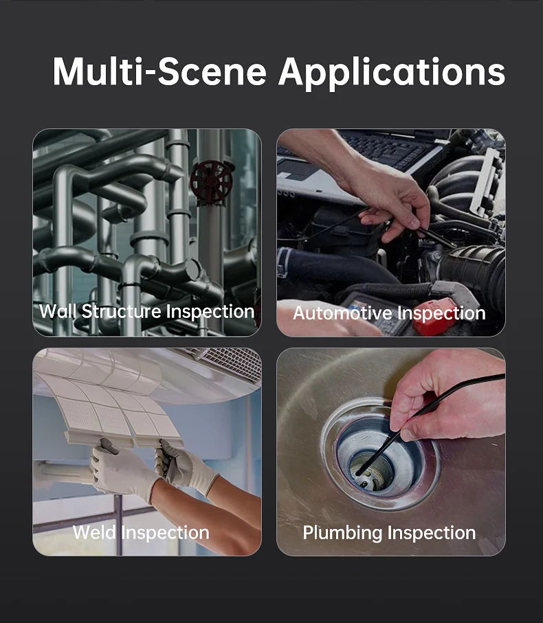 5inch Borescope Dual Lens 16.5ft Industrial Endoscope Camera with Lights1080P HD