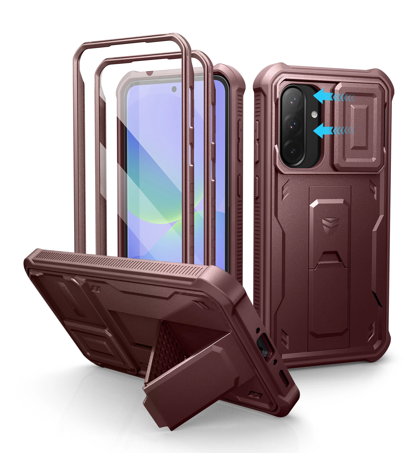 Heavy Duty Shockproof Phone Case with Built-in Magnetic Sliding Camera Cover