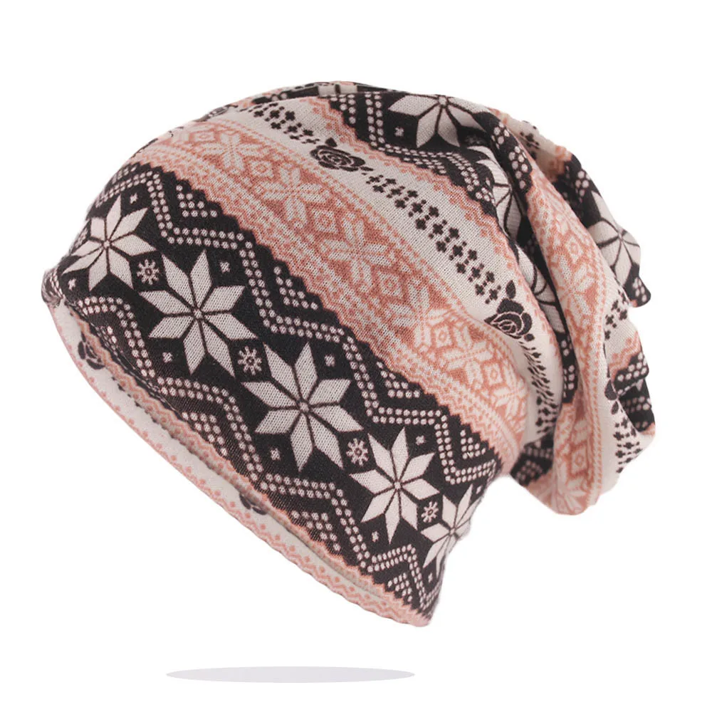 Mode Frauen Herbst Warme Mützen Skullies Schönheit Floral Outdoor Mädchen Hüte Für Dance Hip Hop Schal Motorhaube Zwei Verwendet Gorras – Detail 7