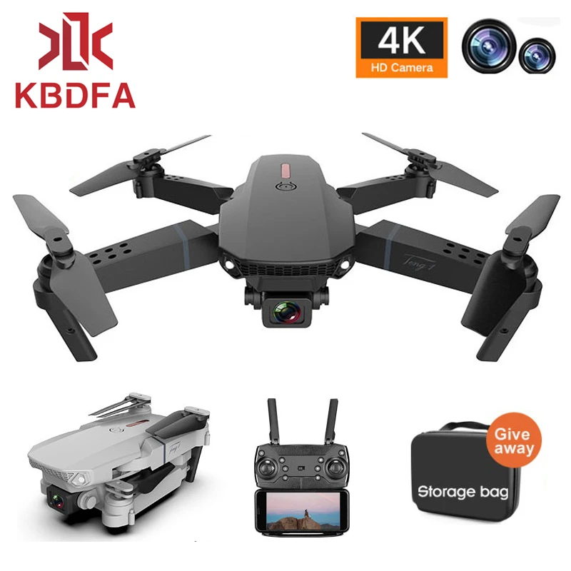 KBDFA RC Drone E88 WIFI FPV Quadcopter With Wide Angle HD 4K 1080P Camera Height Hold RC Foldable Quadcopter Dron Gift Boy Toy RC Quadcopter for man