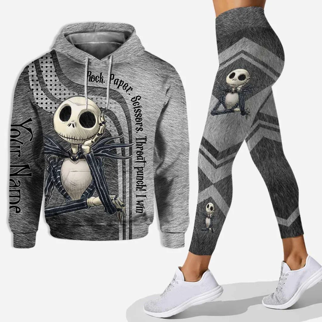 

Jack Skellington Hoodie Women's Hoodie Set Yoga Pants Sweatpants Women's Disney Yoga 3D Hoodie Leggings Fashion Tracksuit