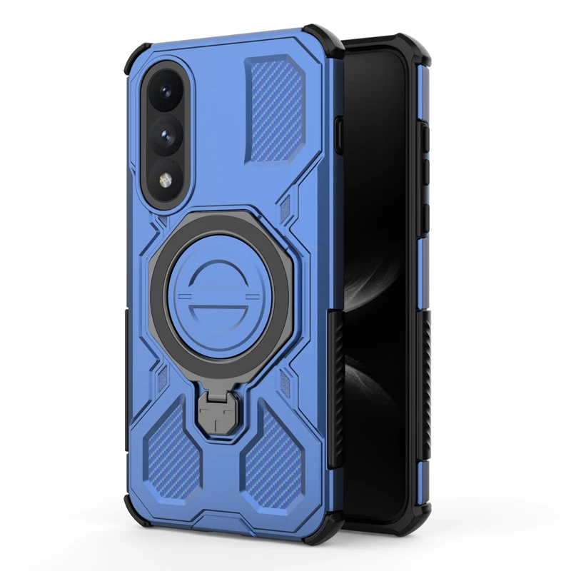Shockproof Rugged Armor Case with Rotatable Metal Ring Stand
