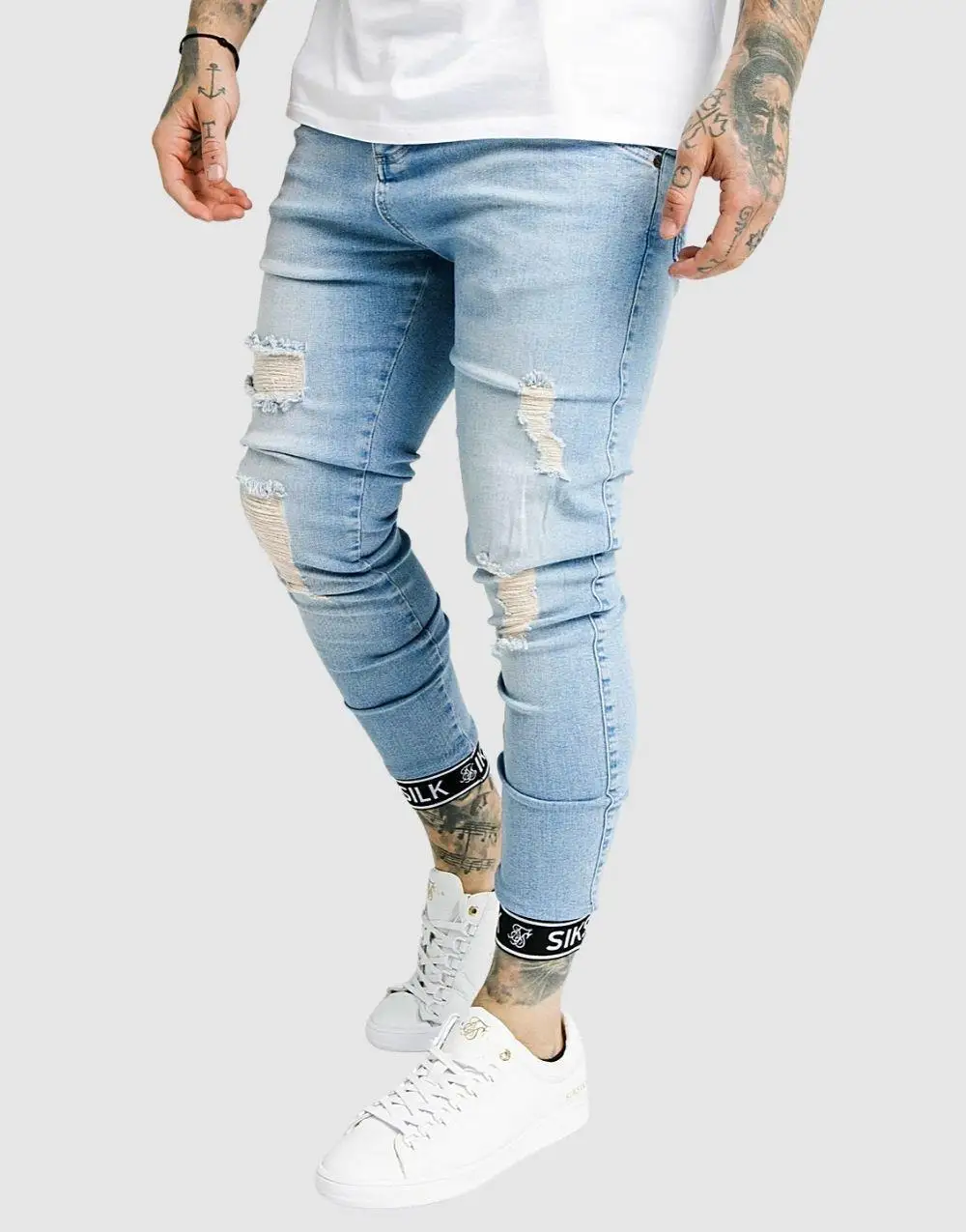 SikSilk Light Blue Distressed Tech Cuff 