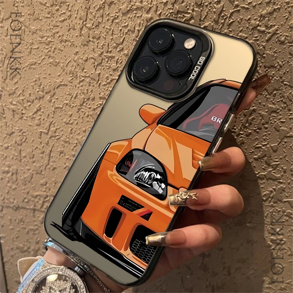 Stylish Car Print Anti-Drop Silver Phone Case