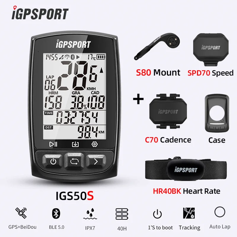 IGPSPORT IGS50S Cycling Computer ANT Bluetooth5.0 IPX7 GPS BeiDou
