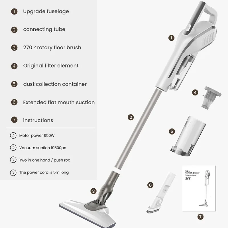 S3bfe1ae0c04443f7a06a1aab413e1354m 19500Pa Handheld Vacuum Cleaner 270° Rotation High Power Wired for Home Floor Electric Sweeper Cleaning Tool Dust Cleaner Mallzona