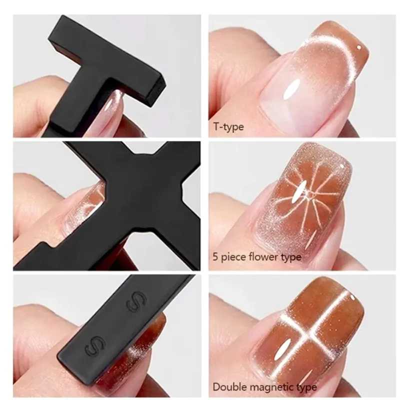 Magnetic Nail Art Tools 5 IN 1 Multi-function Cat Eye Stick Magnet Board for Nail Gel Polish Line Strip Effect Decal