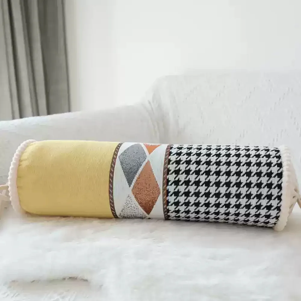 Luxuriöses Candy Chenille-Jacquard-Wurfkissen, zylindrisches Nickerchenkissen, Kopfstütze für Bett, Sofakissen, Nachttisch, Schlaf-Nackenkissen – Detail 11