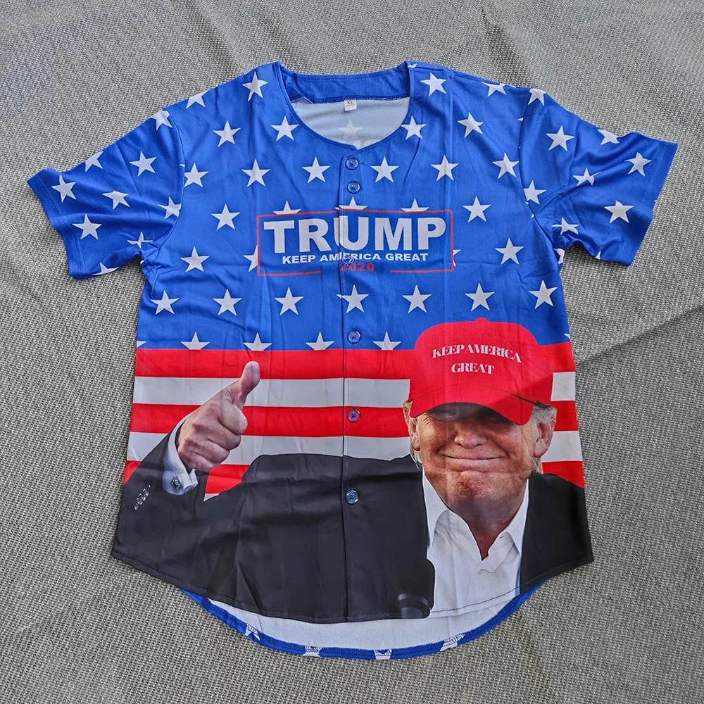 Trillest Donald Trump 45th USA President Printed Blue Baseball Jersey Commemorative Edition